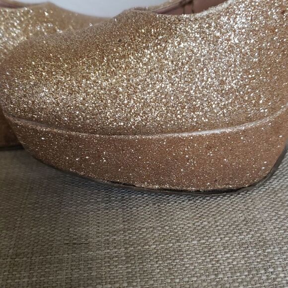 Gold Glitter Platform Heels  - Picture 7 of 8